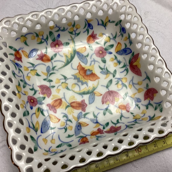 Floral Candy Dish Germany LATTICE WORK SET OF 3. - Picture 8 of 8